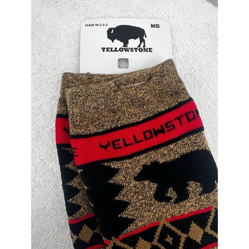 Youth Medium Yellowstone Brown Black Bear Socks Thick Warm Cozy - Picture 2 of 6